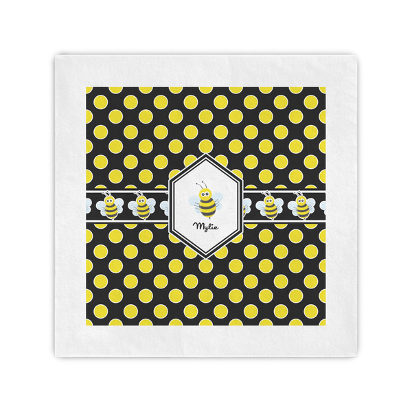 Custom Bee & Polka Dots Cocktail Napkins (Personalized)
