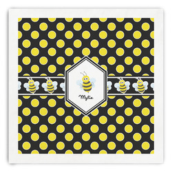 Bee & Polka Dots Paper Dinner Napkins (Personalized)