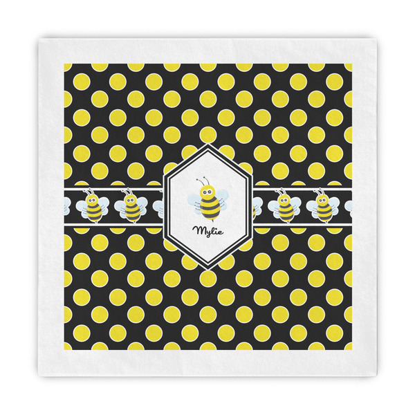 Custom Bee & Polka Dots Standard Decorative Napkins (Personalized)