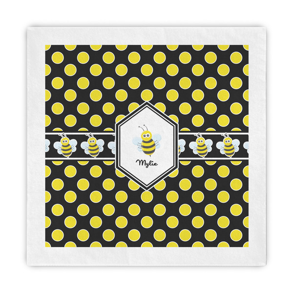 Custom Bee & Polka Dots Decorative Paper Napkins (Personalized)