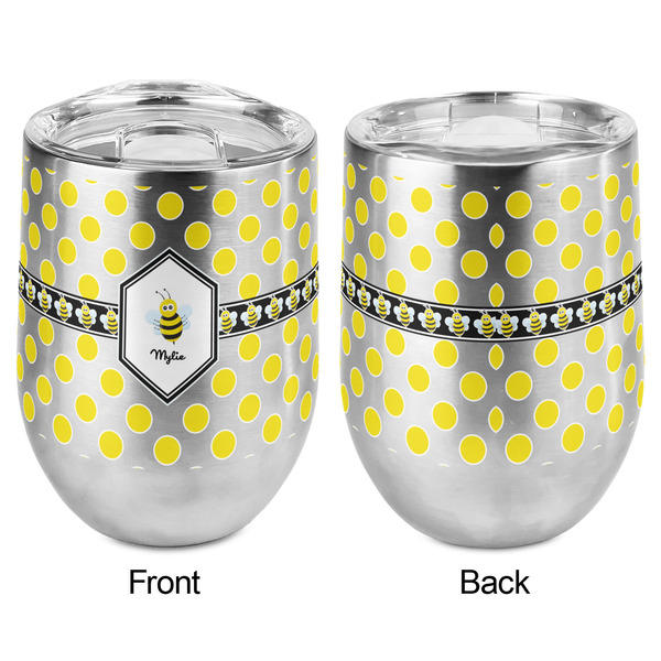 Bee & Polka Dots Stemless Wine Tumbler - Full Print - Approval