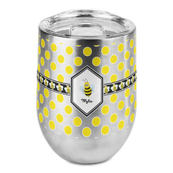Bee & Polka Dots Stemless Wine Tumbler - Full Print (Personalized)