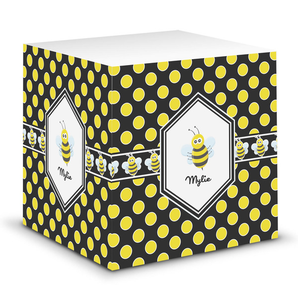 Custom Bee & Polka Dots Sticky Note Cube (Personalized)