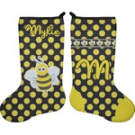 Bee & Polka Dots Holiday Stocking - Double-Sided - Neoprene (Personalized)