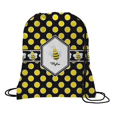 Bee & Polka Dots Drawstring Backpack (Personalized)