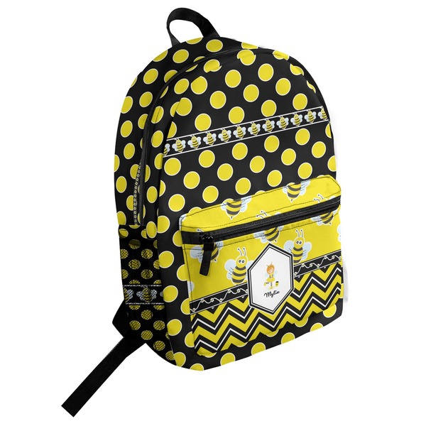 Custom Bee & Polka Dots Student Backpack (Personalized)