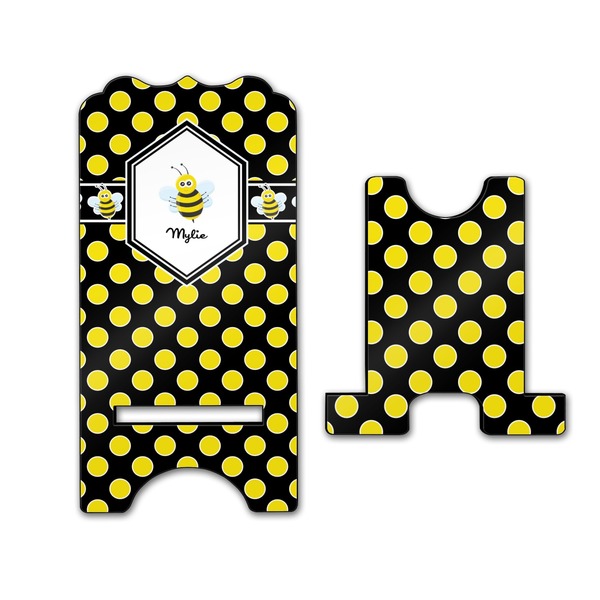 Bee & Polka Dots Stylized Phone Stand - Front & Back - Large