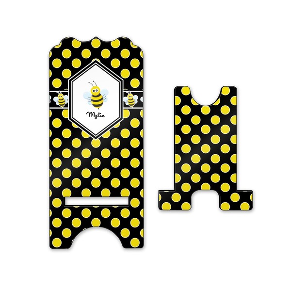 Bee & Polka Dots Stylized Phone Stand - Front & Back - Small