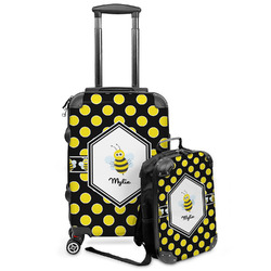 Bee & Polka Dots Kids 2-Piece Luggage Set - Suitcase & Backpack (Personalized)