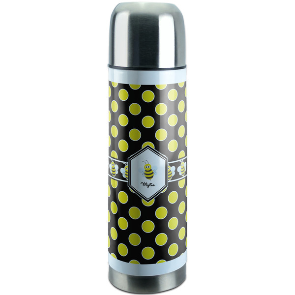 Custom Bee & Polka Dots Stainless Steel Thermos (Personalized)