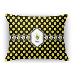 Bee & Polka Dots Rectangular Throw Pillow Case - 12"x18" (Personalized)