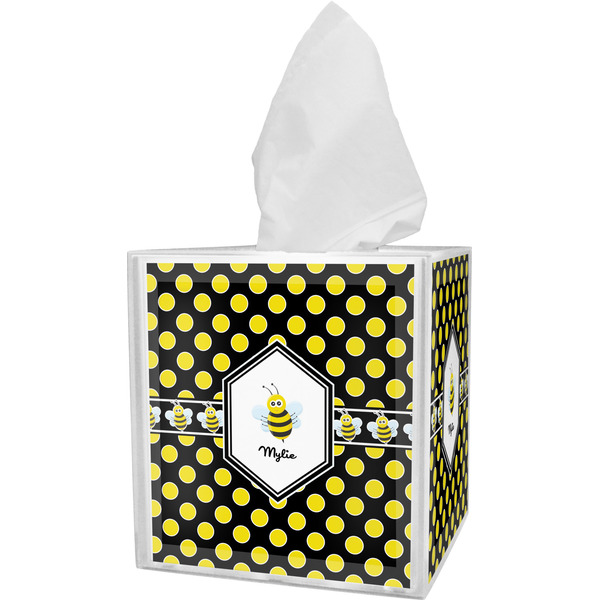 Custom Bee & Polka Dots Tissue Box Cover (Personalized)