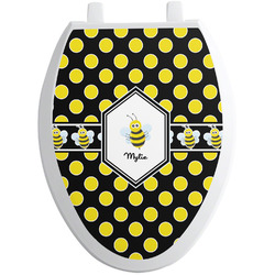 Bee & Polka Dots Toilet Seat Decal - Elongated (Personalized)