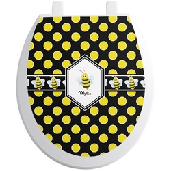 Bee & Polka Dots Toilet Seat Decal - Round (Personalized)