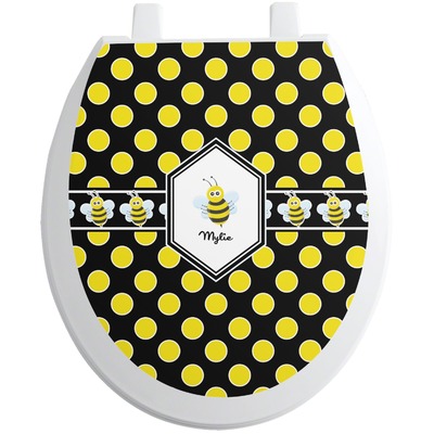 Bee & Polka Dots Toilet Seat Decal (Personalized)