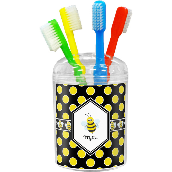 Custom Bee & Polka Dots Toothbrush Holder (Personalized)
