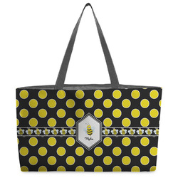 Bee & Polka Dots Beach Totes Bag - w/ Black Handles (Personalized)