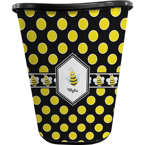 Bee & Polka Dots Trash Can Black