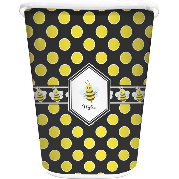 Custom Bee & Polka Dots Waste Basket (Personalized)