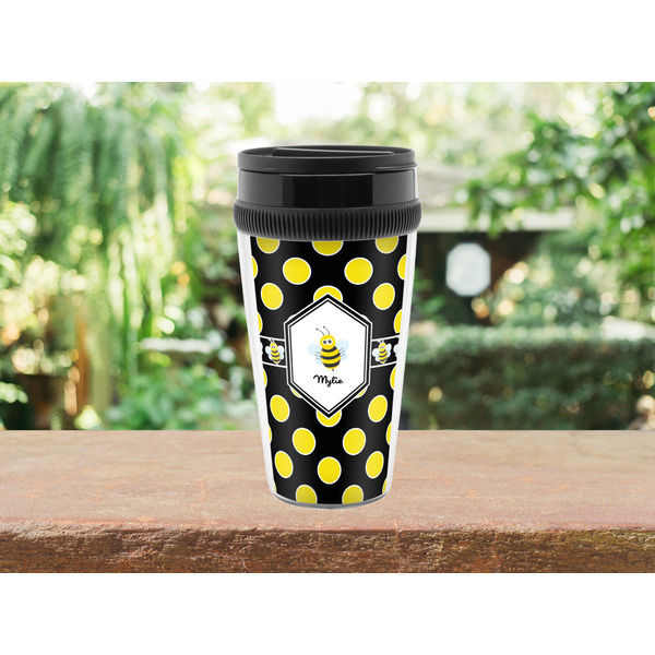 Bee & Polka Dots Travel Mug Lifestyle (Personalized)