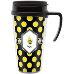 Bee & Polka Dots Acrylic Travel Mug with Handle (Personalized)
