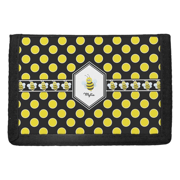 Custom Bee & Polka Dots Trifold Wallet (Personalized)