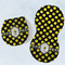 Bee & Polka Dots Two Peanut Shaped Burps - Open and Folded
