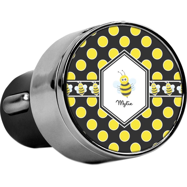 Custom Bee & Polka Dots USB Car Charger (Personalized)
