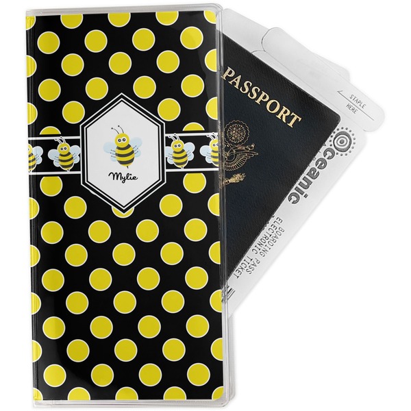 Custom Bee & Polka Dots Travel Document Holder