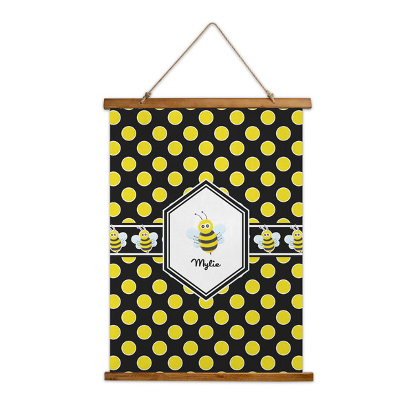 Custom Bee & Polka Dots Wall Hanging Tapestry - Tall (Personalized)