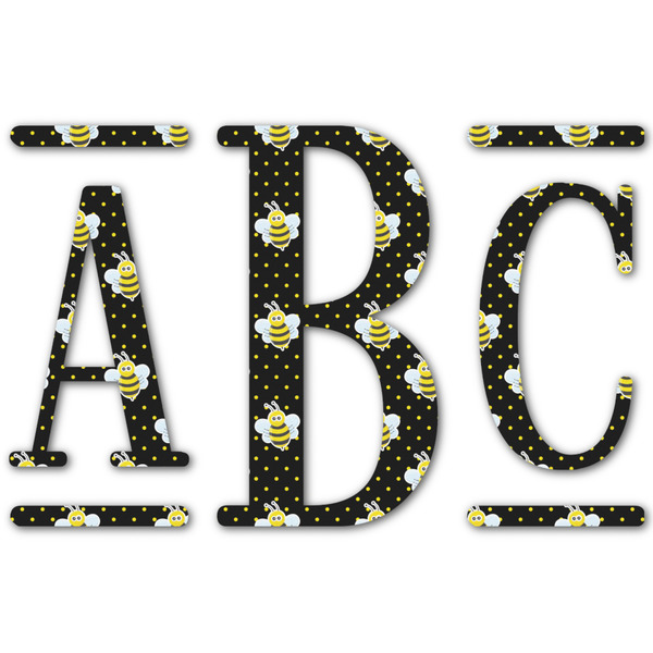 Custom Bee & Polka Dots Monogram Decal - Large (Personalized)