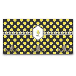 Bee & Polka Dots Wall Mounted Coat Rack (Personalized)