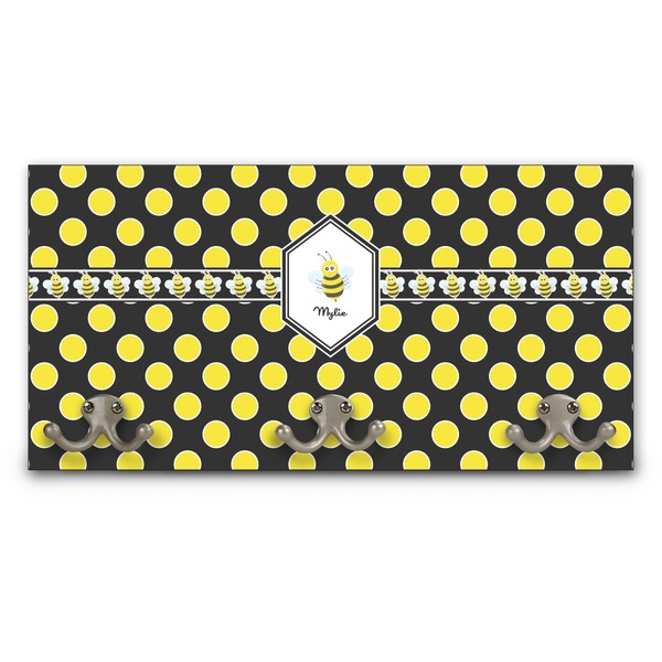 Custom Bee & Polka Dots Wall Mounted Coat Rack (Personalized)