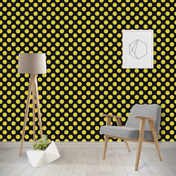 Custom Bee & Polka Dots Wallpaper & Surface Covering (Water Activated - Removable)