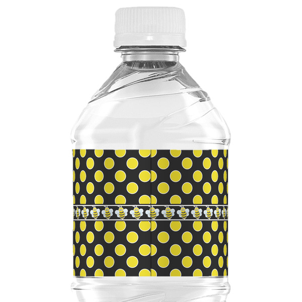 Bee & Polka Dots Water Bottle Label - Back View