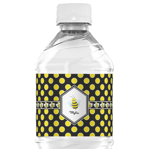 Custom Bee & Polka Dots Water Bottle Labels - Custom Sized (Personalized)