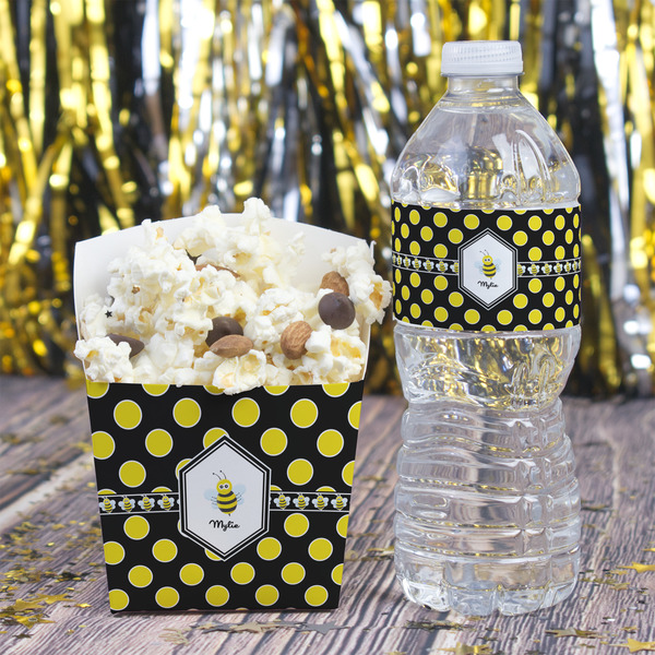 Bee & Polka Dots Water Bottle Label - w/ Favor Box
