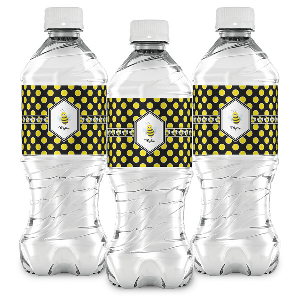Bee & Polka Dots Water Bottle Labels - Front View