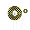 Bee & Polka Dots White Plastic 4" Food Pick - Round - Closeup