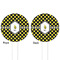 Bee & Polka Dots White Plastic 4" Food Pick - Round - Double Sided - Front & Back