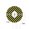 Bee & Polka Dots White Plastic 4" Food Pick - Round - Single Sided - Front & Back
