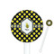 Bee & Polka Dots White Plastic 5.5" Stir Stick - Round - Closeup