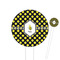 Bee & Polka Dots White Plastic 6" Food Pick - Round - Closeup