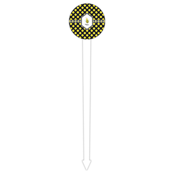 Bee & Polka Dots White Plastic 6" Food Pick - Round - Single Pick