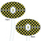 Bee & Polka Dots White Plastic 7" Stir Stick - Double Sided - Oval - Front & Back