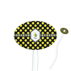 Bee & Polka Dots Oval Plastic Stir Sticks (Personalized)