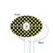 Bee & Polka Dots White Plastic 7" Stir Stick - Single Sided - Oval - Front & Back