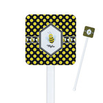 Bee & Polka Dots Square Plastic Stir Sticks (Personalized)