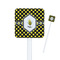 Bee & Polka Dots White Plastic Stir Stick - Square - Closeup