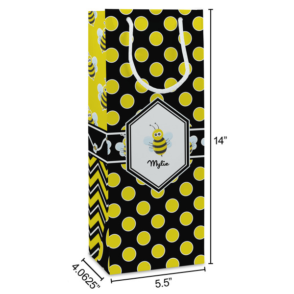 Bee & Polka Dots Wine Gift Bag - Dimensions